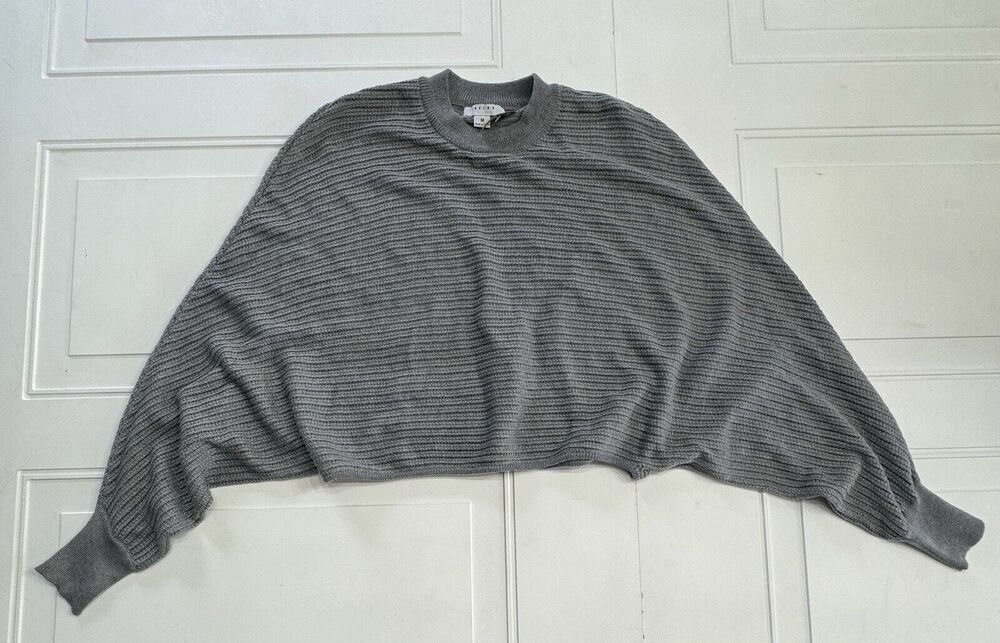 Favlux Fashion Womens Sz M Gray Batwing Long Sleeve Loose Fit Knit Sweater
